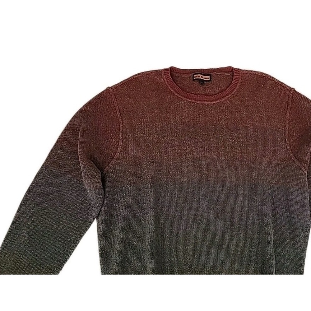 Lenor Romano Luxury Men's Large Merino Wool/Pima Cotton Ombre Pullover Sweater‎
